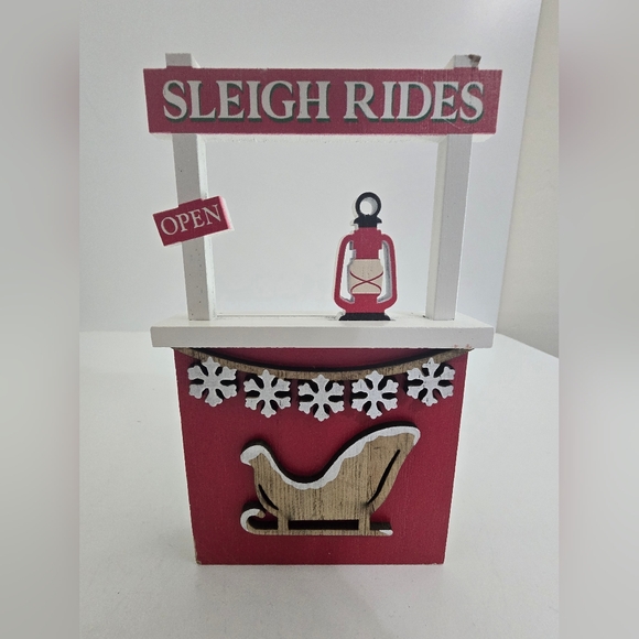 Christmas Sleigh Rides Booth Wood Decor - Picture 1 of 4